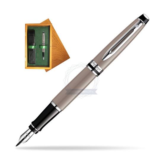 Waterman Expert Taupe CT Fountain pen in single wooden box Honey Single Green