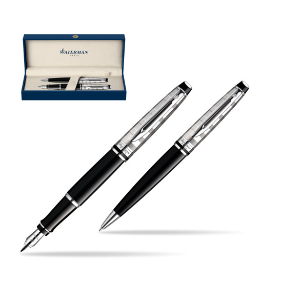 Waterman Expert Deluxe Black CT Fountain Pen + Waterman Expert Deluxe Black CT Ballpoint Pen