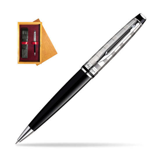 Waterman Expert Deluxe Black CT Ballpoint pen in single wooden box Honey Single Maroon