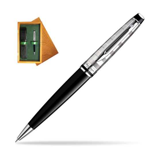 Waterman Expert Deluxe Black CT Ballpoint pen in single wooden box Honey Single Green